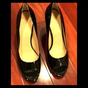 Cole Haan black patent leather peep toe heels- NEW